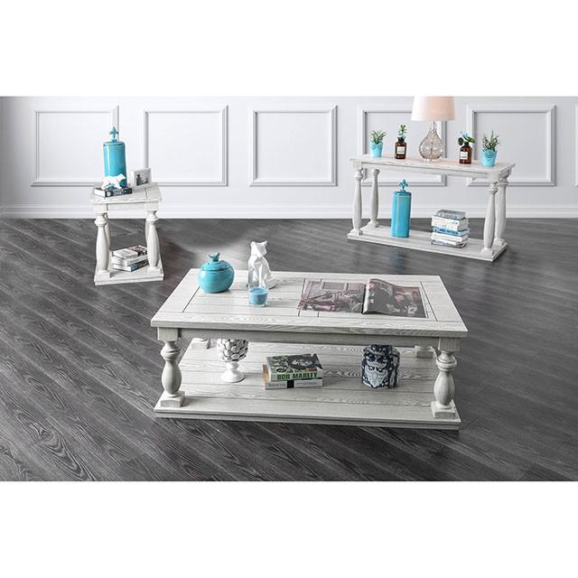 Arlington Antique White End Table - U&U Home Budget Furniture (Carteret, NJ)