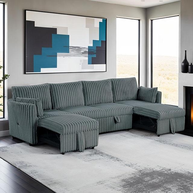 Denholme U-Sectional w/ Pull Out - U&U Home Budget Furniture (Carteret, NJ)