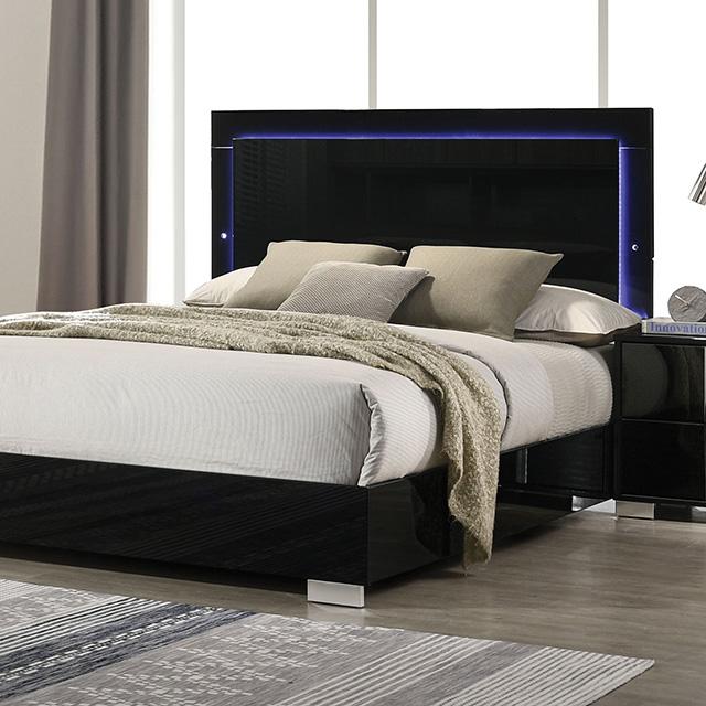 Sinistra Bed Beige, Black, White - U&U Home Budget Furniture (Carteret, NJ)