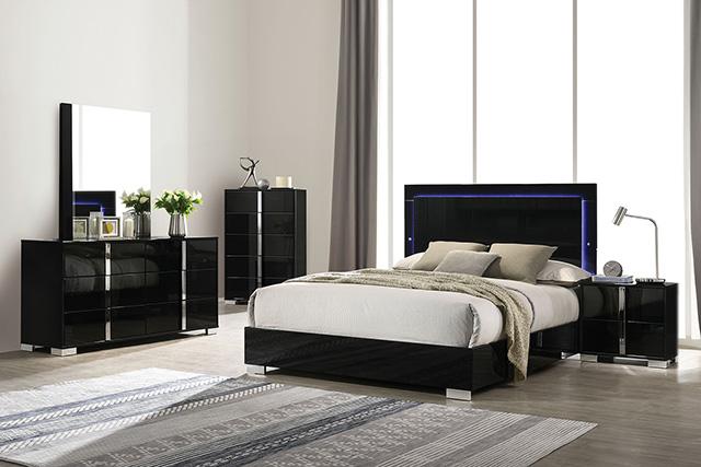 Sinistra Bed Beige, Black, White - U&U Home Budget Furniture (Carteret, NJ)