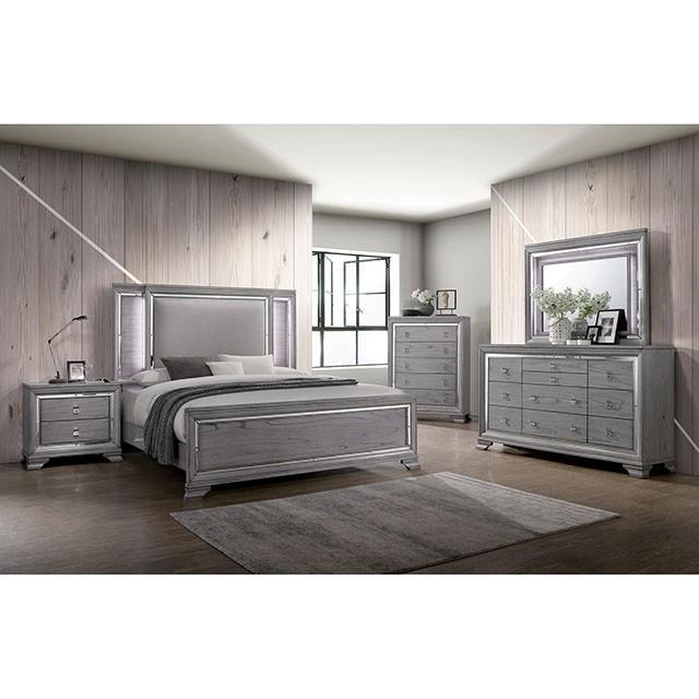 Alanis Light Gray Cal.King, E.King, & Queen Bed - U&U Home Budget Furniture (Carteret, NJ)