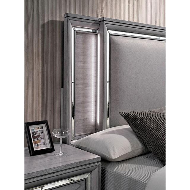 Alanis Light Gray Cal.King, E.King, & Queen Bed - U&U Home Budget Furniture (Carteret, NJ)