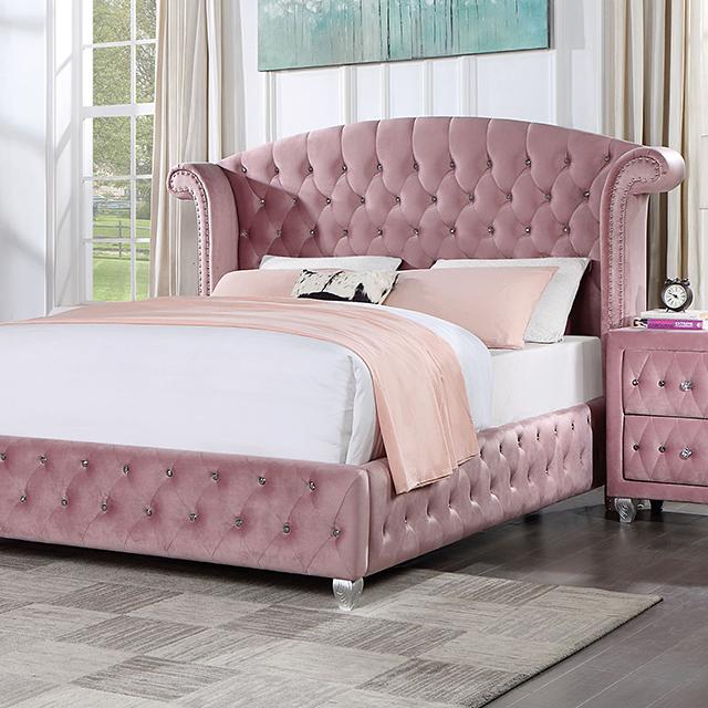 Zohar Bed Black & Pink - U&U Home Budget Furniture (Carteret, NJ)