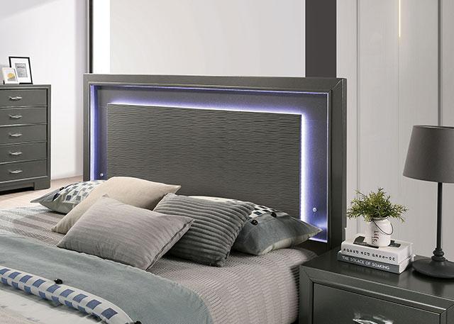 ALISON Cal.King, E.King, Full, Queen Bed, Dark Walnut - U&U Home Budget Furniture (Carteret, NJ)