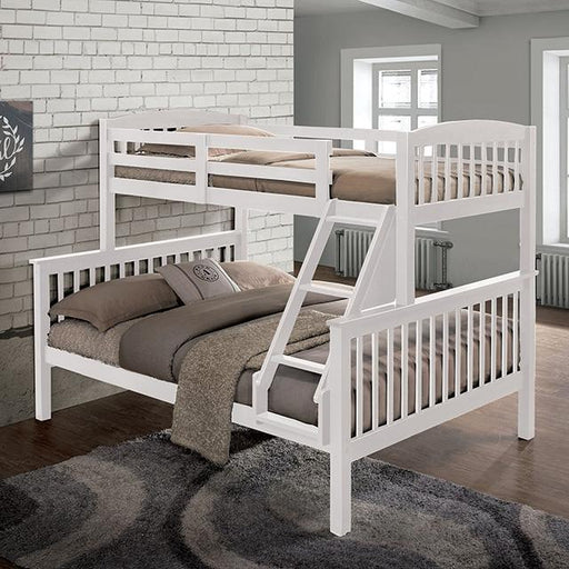 Brookings Twin/Full Bunk Bed White, Brown & Black - U&U Home Budget Furniture (Carteret, NJ)