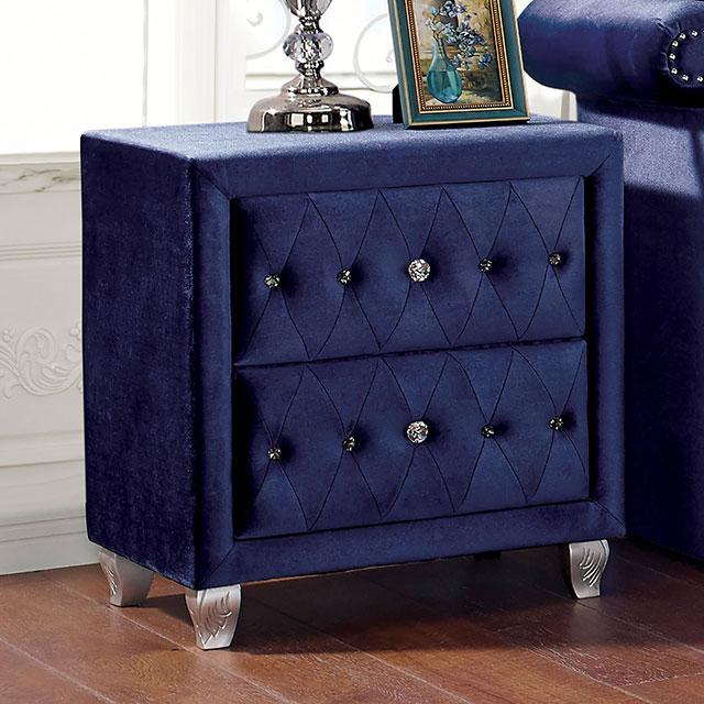Alzire Black & Blue Night Stand - U&U Home Budget Furniture (Carteret, NJ)