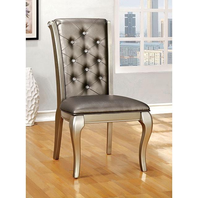 AMINA Champagne Side Chair (2/CTN) - U&U Home Budget Furniture (Carteret, NJ)