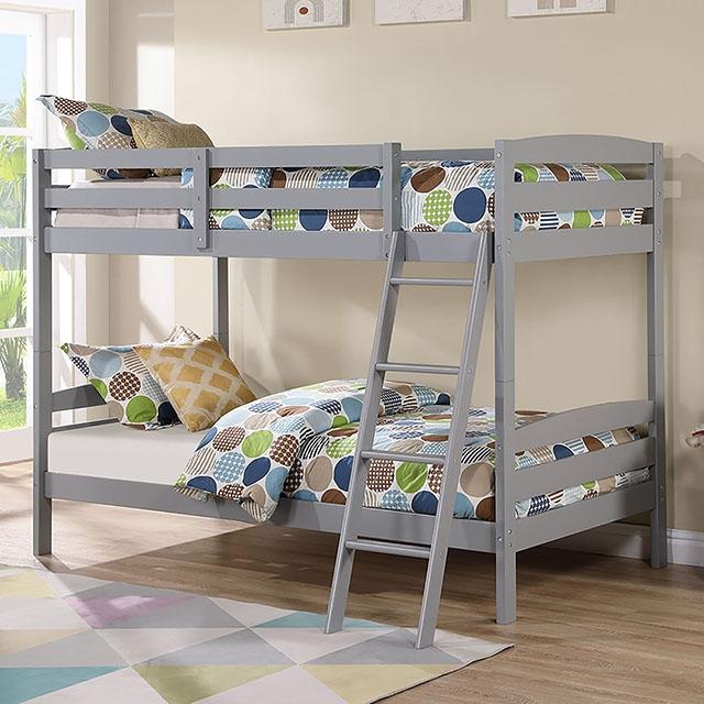 Candice Twin/Twin Bunk Bed White & Gray - U&U Home Budget Furniture (Carteret, NJ)