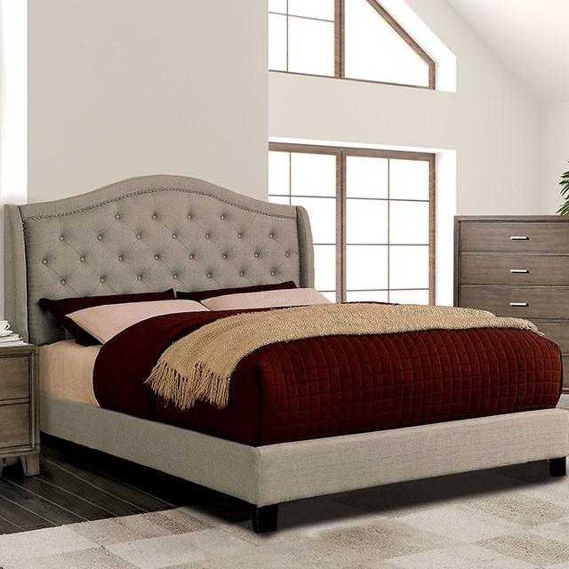 Carly Cal.King, E.King, Full, & Queen Bed Grey & Brown - U&U Home Budget Furniture (Carteret, NJ)
