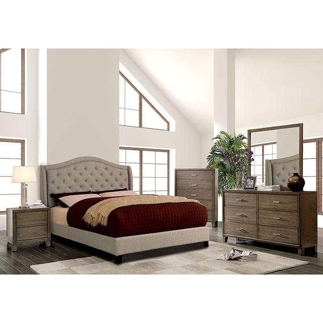 Carly Cal.King, E.King, Full, & Queen Bed Grey & Brown - U&U Home Budget Furniture (Carteret, NJ)