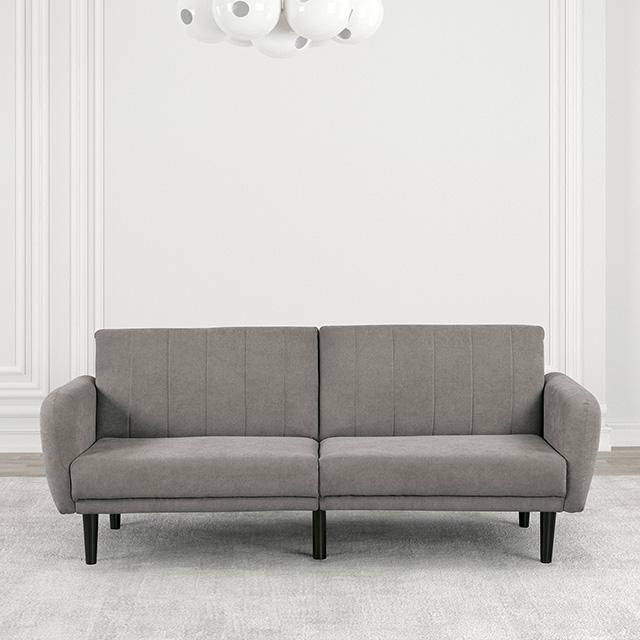 Aristide Futon Sofa Grey & Brown - U&U Home Budget Furniture (Carteret, NJ)