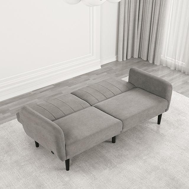 Aristide Futon Sofa Grey & Brown - U&U Home Budget Furniture (Carteret, NJ)