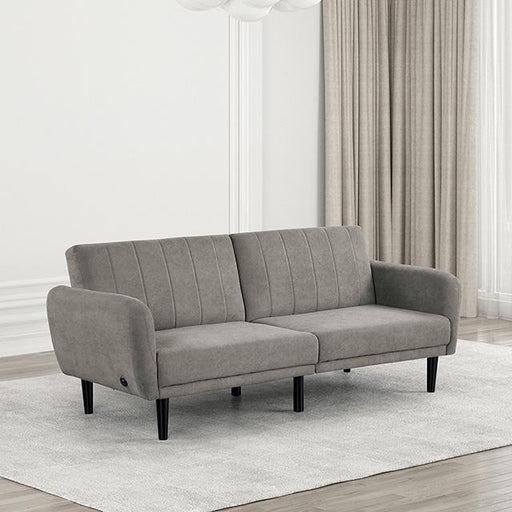 Aristide Futon Sofa Grey & Brown - U&U Home Budget Furniture (Carteret, NJ)