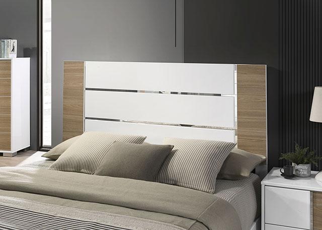 ERLANGEN Cal.King & E.King Bed, White/Natural - U&U Home Budget Furniture (Carteret, NJ)