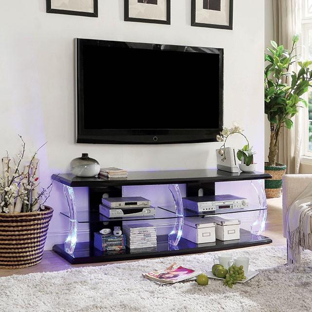 Ernst Black/Clear 60" TV Stand - U&U Home Budget Furniture (Carteret, NJ)