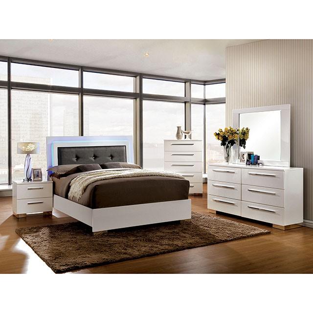 CLEMENTINE Glossy White Night Stand - U&U Home Budget Furniture (Carteret, NJ)