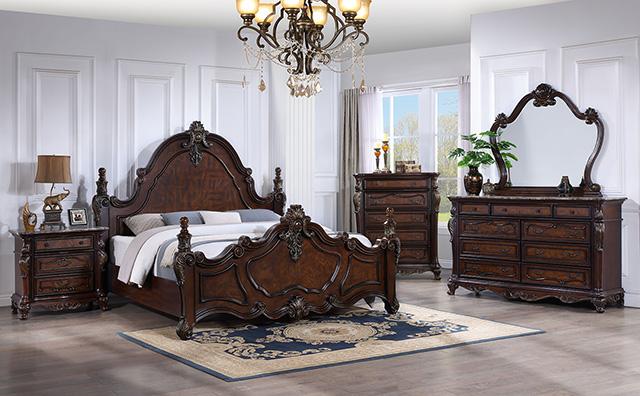 Francione Bed Chrome & Cherry - U&U Home Budget Furniture (Carteret, NJ)