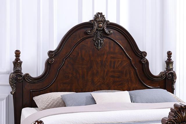Francione Bed Chrome & Cherry - U&U Home Budget Furniture (Carteret, NJ)