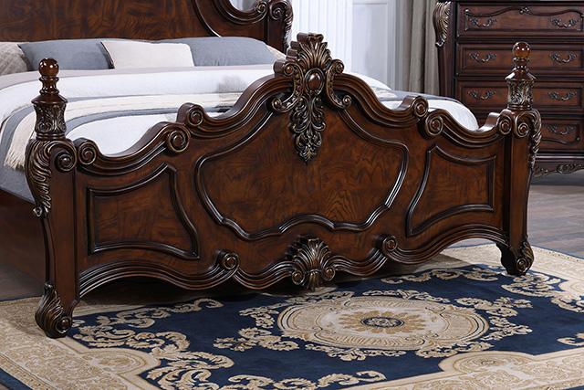 Francione Bed Chrome & Cherry - U&U Home Budget Furniture (Carteret, NJ)