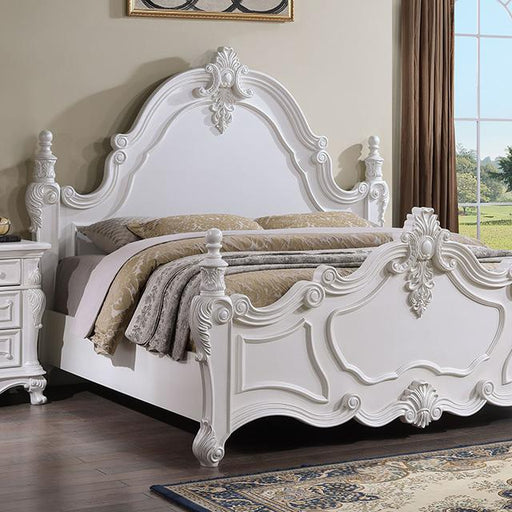 Francione E.King & Queen Bed White & Chrome - U&U Home Budget Furniture (Carteret, NJ)