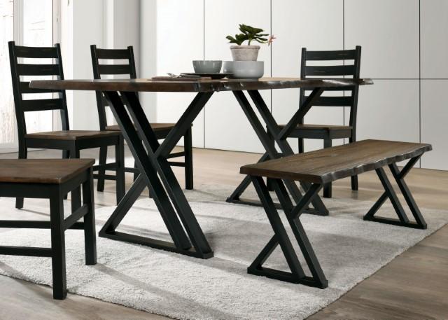Barbary Dining Table Set with Bench - U&U Home Budget Furniture (Carteret, NJ)