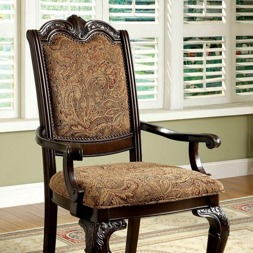 BELLAGIO Brown Cherry/Pattern Fabric Arm Chair (2/CTN) - U&U Home Budget Furniture (Carteret, NJ)