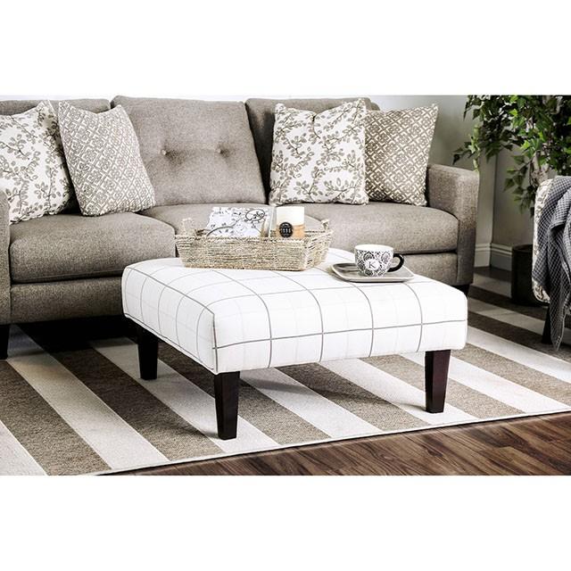 Dorset Ivory/Pattern Ottoman - U&U Home Budget Furniture (Carteret, NJ)