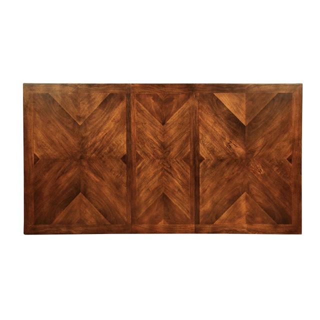 HILLSVIEW I Brown Cherry 78" Dining Table w/ 18" Leaf - U&U Home Budget Furniture (Carteret, NJ)