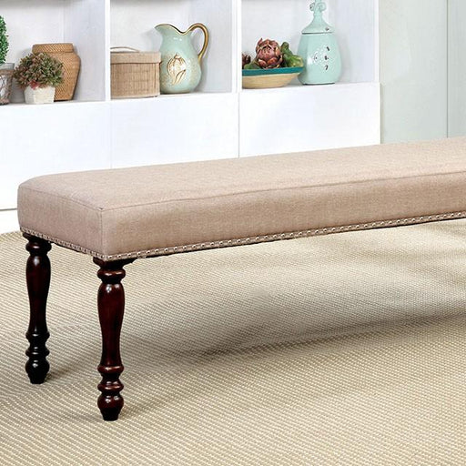 HOLCROFT Antique Cherry/Beige Bench - U&U Home Budget Furniture (Carteret, NJ)