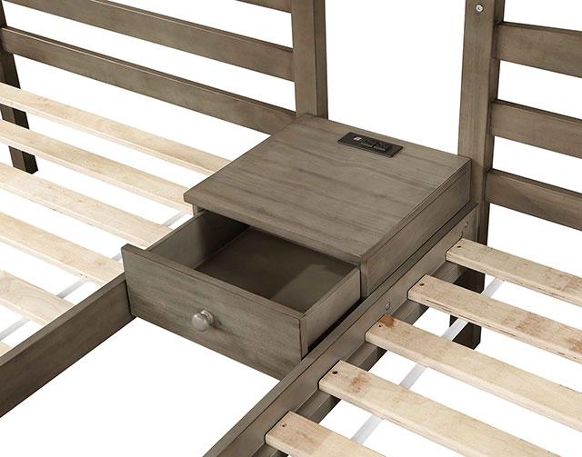 HORTENSE Triple Twin Bunk Bed, W. Gray - U&U Home Budget Furniture (Carteret, NJ)