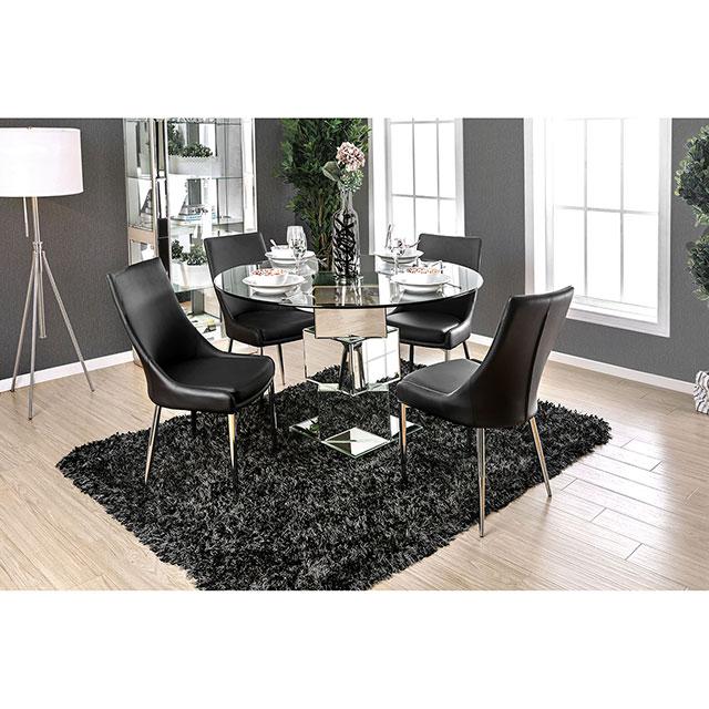 Izzy Chrome Round Dining Table - U&U Home Budget Furniture (Carteret, NJ)