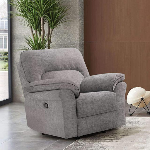 JOSIAS Glider Recliner, Light Gray Fabric - U&U Home Budget Furniture (Carteret, NJ)