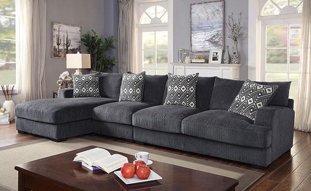 Kaylee Gray Large L-Shaped Sectional - U&U Home Budget Furniture (Carteret, NJ)