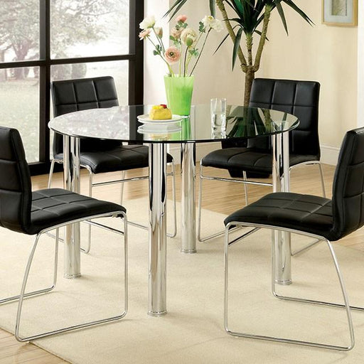 Kona I Chrome Round Dining Table - U&U Home Budget Furniture (Carteret, NJ)