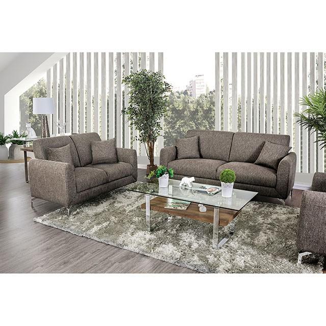LAURITZ Loveseat, Brown - U&U Home Budget Furniture (Carteret, NJ)