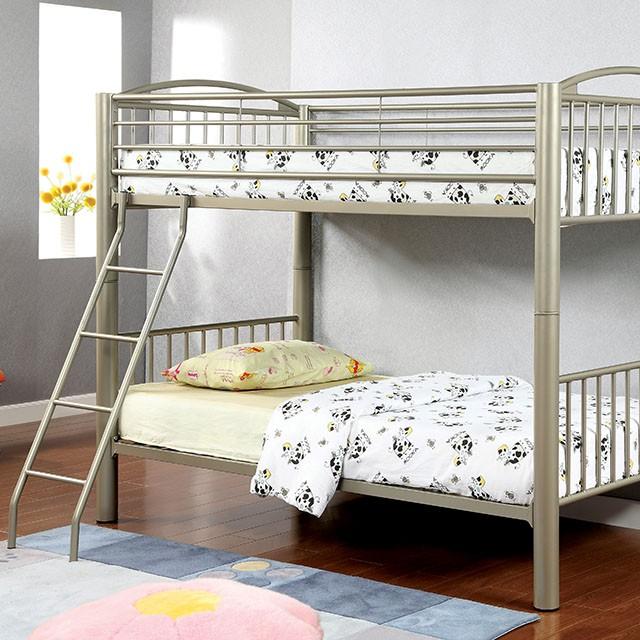 Lovia Metallic Gold Twin/Twin Bunk Bed - U&U Home Budget Furniture (Carteret, NJ)