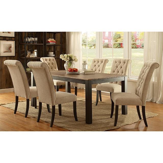 Mashall Beige/Antique Black Side Chair, Ivory (2/CTN) - U&U Home Budget Furniture (Carteret, NJ)