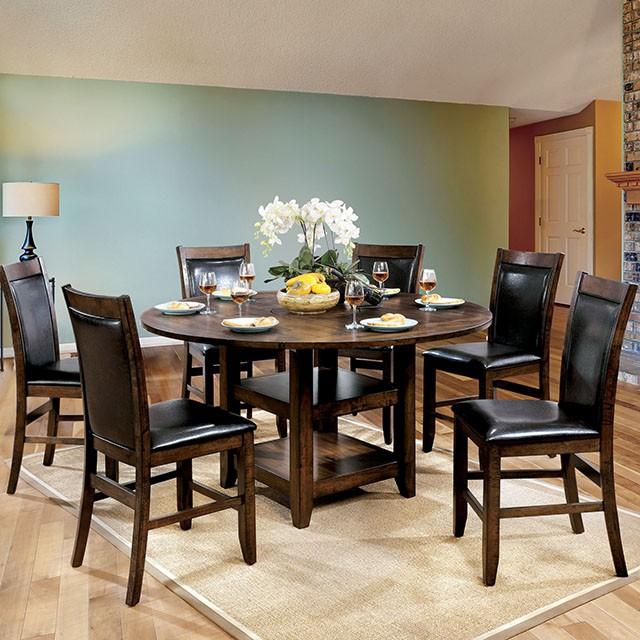 MEAGAN II Brown Cherry Round Counter Ht. Table - U&U Home Budget Furniture (Carteret, NJ)
