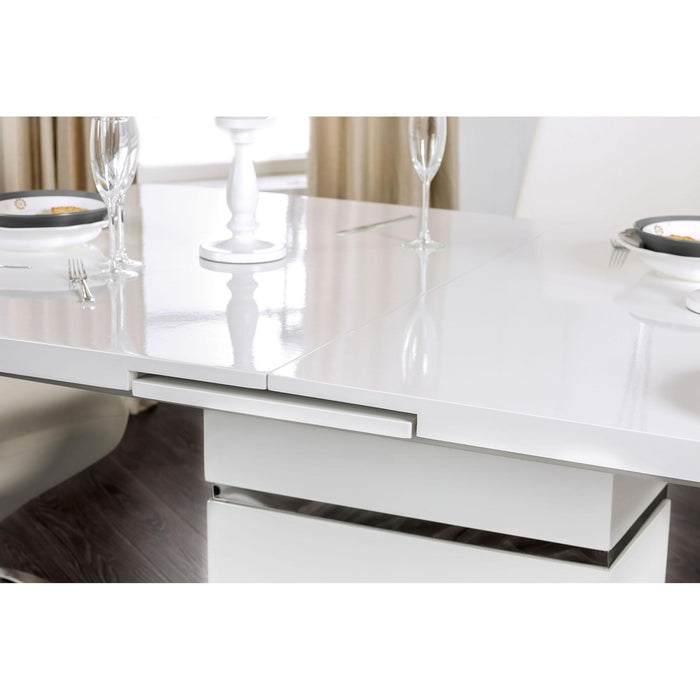Midvale White/Chrome Dining Table - U&U Home Budget Furniture (Carteret, NJ)