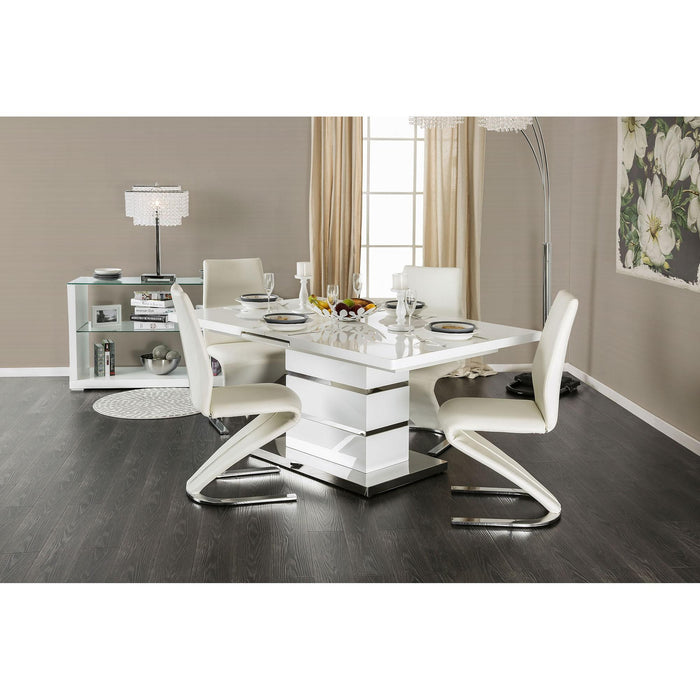Midvale White/Chrome Dining Table - U&U Home Budget Furniture (Carteret, NJ)