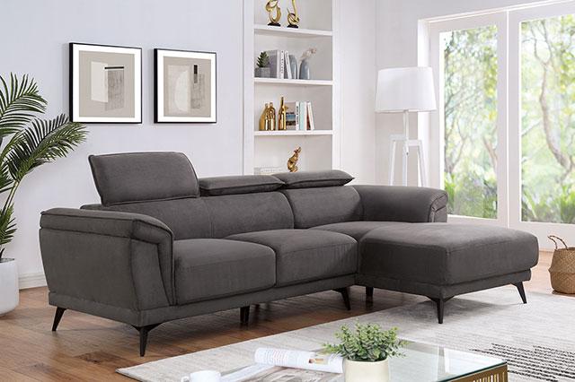 NAPANEE Sectional, Dark Gray - U&U Home Budget Furniture (Carteret, NJ)