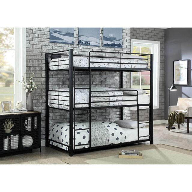 Olga I Antique Black Full/Full Bunk Bed - U&U Home Budget Furniture (Carteret, NJ)