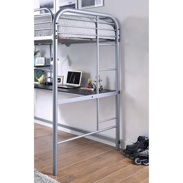 Opal Iii Black & Silver Twin Loft Bed - U&U Home Budget Furniture (Carteret, NJ)