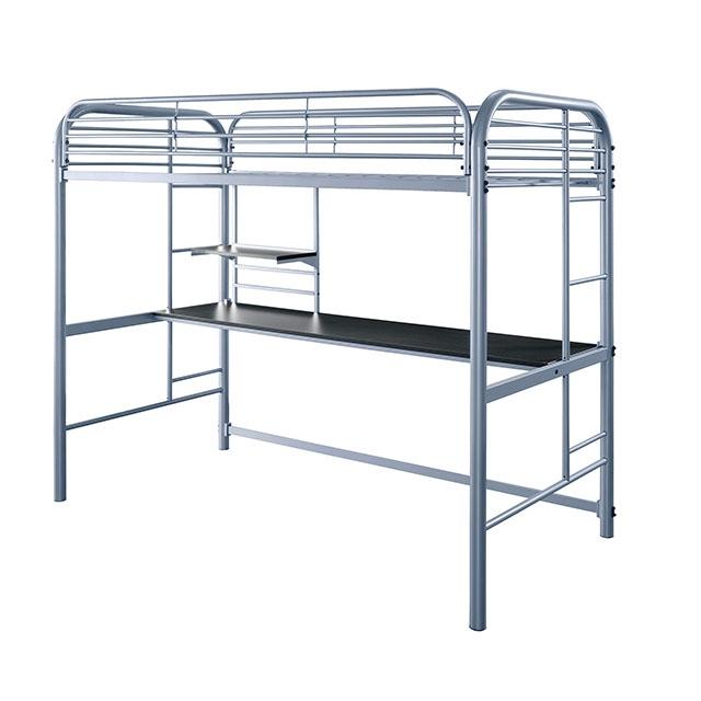 Opal Iii Black & Silver Twin Loft Bed - U&U Home Budget Furniture (Carteret, NJ)