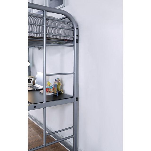 Opal Iii Black & Silver Twin Loft Bed - U&U Home Budget Furniture (Carteret, NJ)