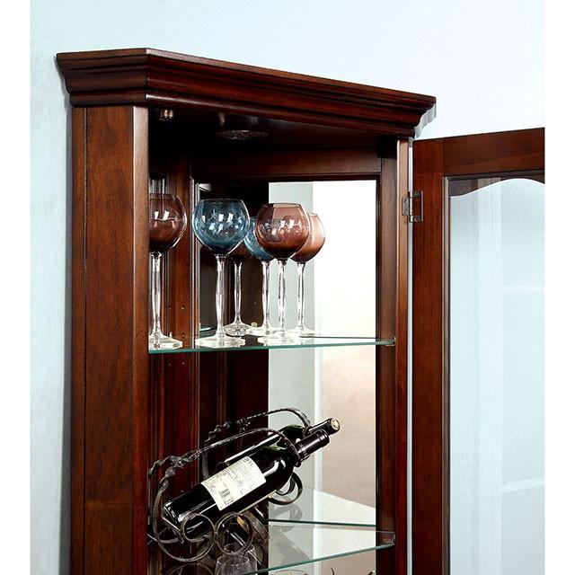 ORTLEY Walnut Curio - U&U Home Budget Furniture (Carteret, NJ)
