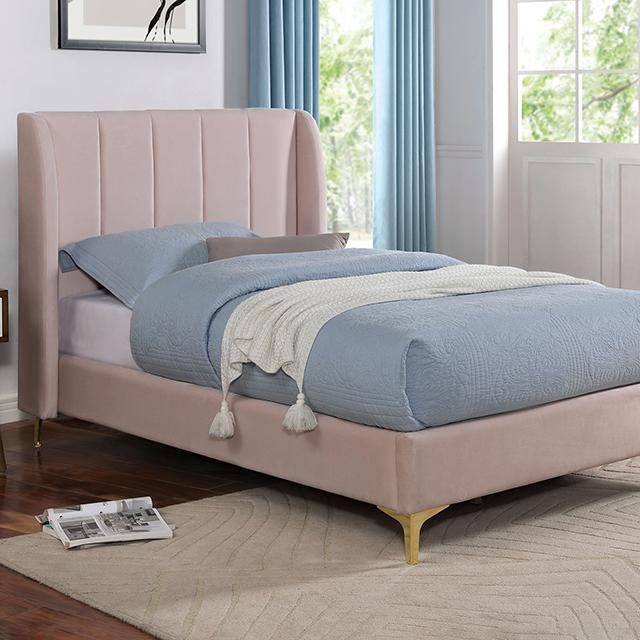 PEARL Full, Queen, & Twin Bed, Light Pink - U&U Home Budget Furniture (Carteret, NJ)