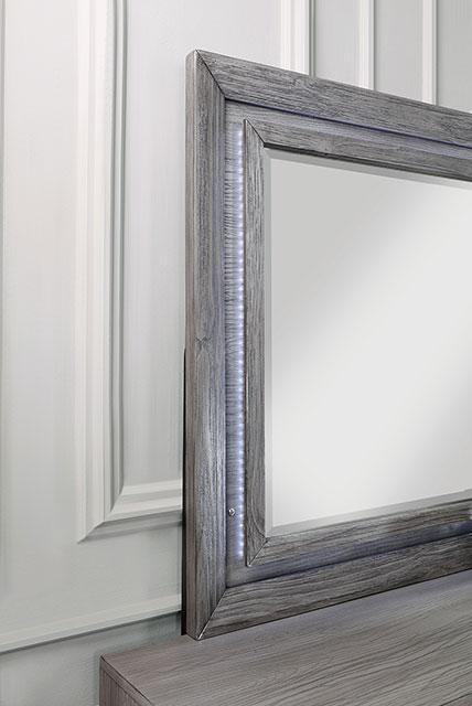 RAIDEN Mirror w/ LED, Gray - U&U Home Budget Furniture (Carteret, NJ)