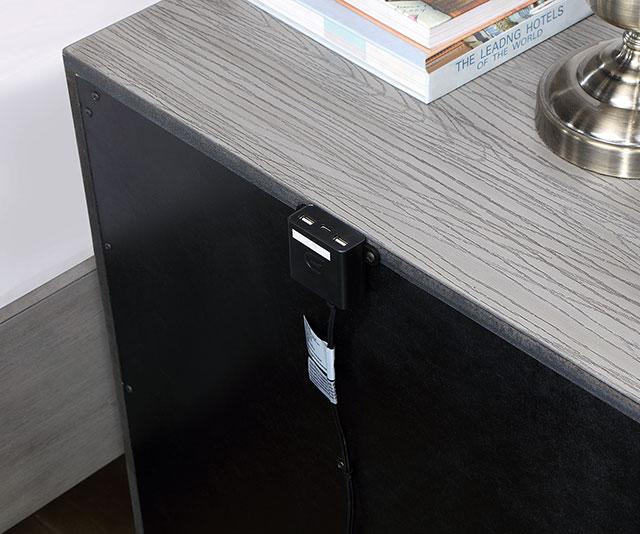RAIDEN Night Stand w/ USB, Gray - U&U Home Budget Furniture (Carteret, NJ)