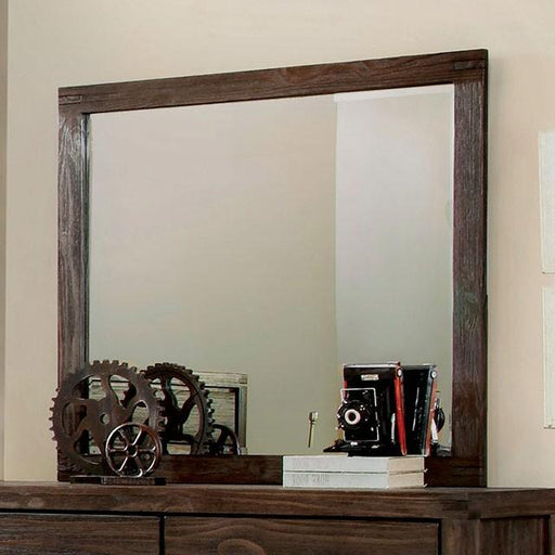Rexburg Wire-Brushed Rustic Brown Mirror - U&U Home Budget Furniture (Carteret, NJ)
